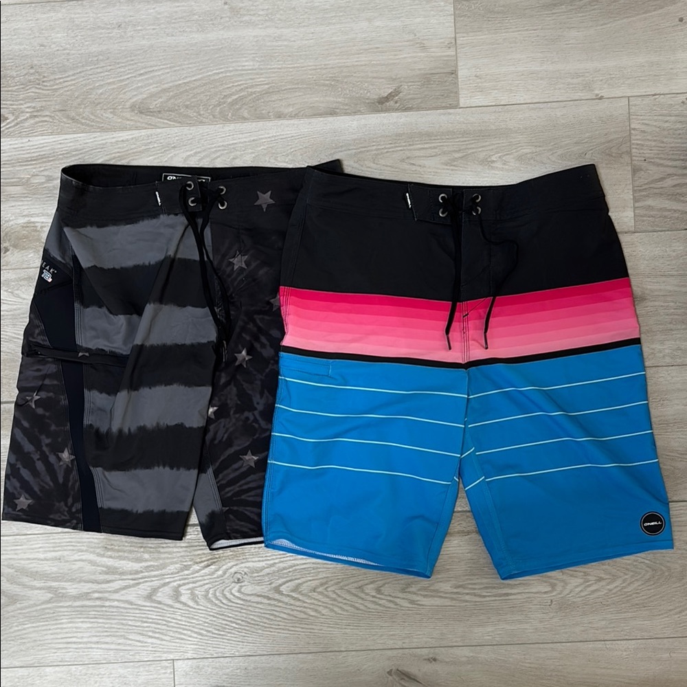 O'Neill Set of 2 Superfreak Board Shorts size 30 waist/20-21 length Ex Condition